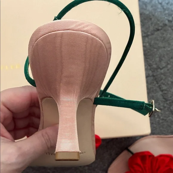 Loeffler Randall Green and Red Floral Sandals - Picture 4 of 6